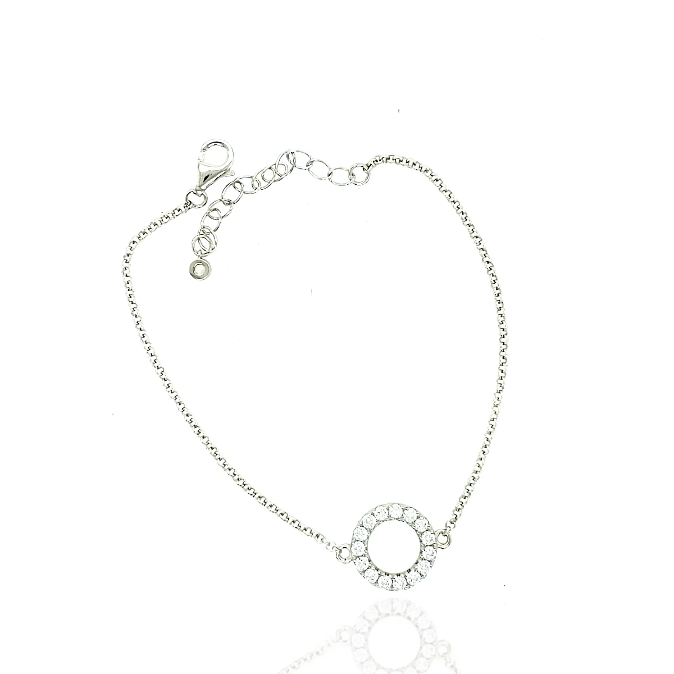 Sterling Silver Small CZ Circle Bracelet