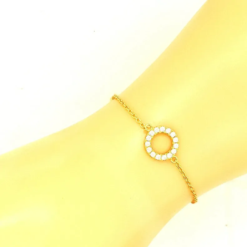Sterling Silver Small CZ Circle Bracelet
