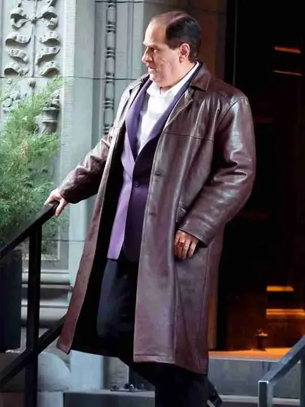 The Penguin 2024 Colin Farrell Brown Leather Coat