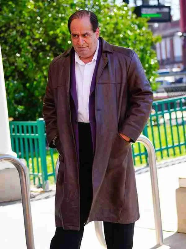The Penguin 2024 Colin Farrell Brown Leather Coat