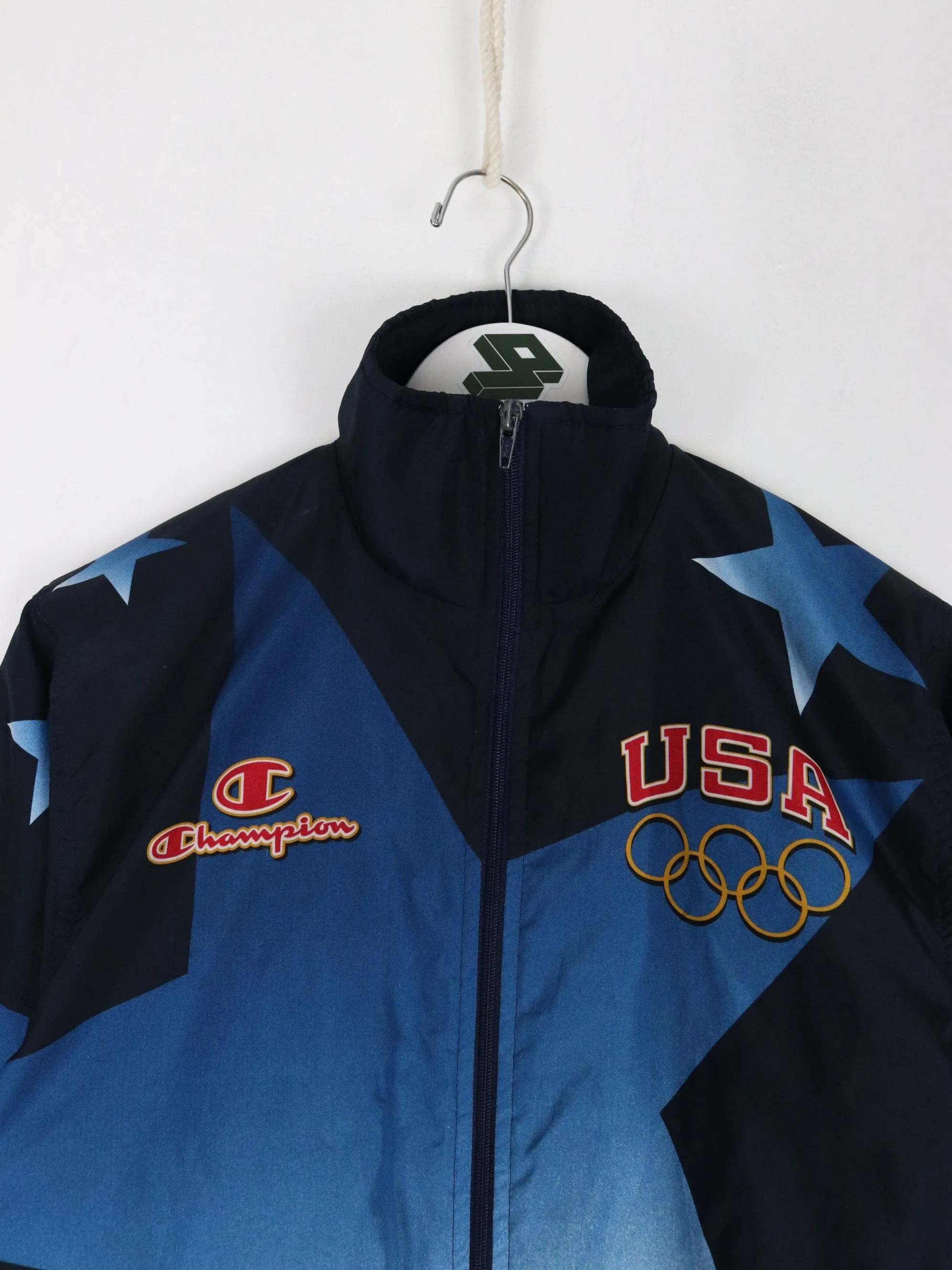 Vintage 1996 Olympics Windbreaker Youth Medium Blue Medal Ceremony Champion