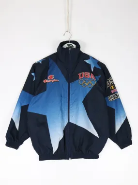 Vintage 1996 Olympics Windbreaker Youth Medium Blue Medal Ceremony Champion