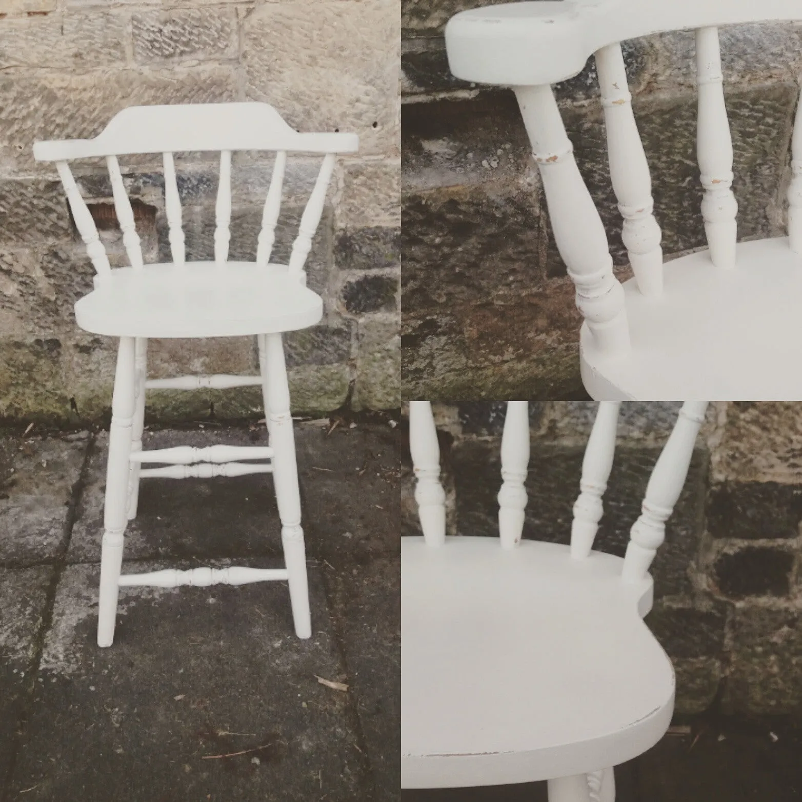 Vintage hand painted vintage bar stool in Miss Mustard Seed Milk Paint Linen